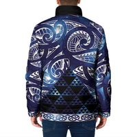 Matariki New Zealand Padded Jacket NZ Niho Taniwha Maori New Year Blue Galaxy