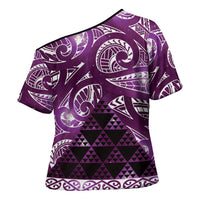 Matariki New Zealand Cross Shoulder Shirt NZ Niho Taniwha Maori New Year Purple Galaxy