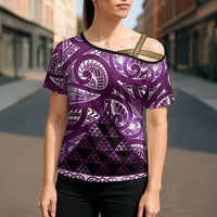 Matariki New Zealand Cross Shoulder Shirt NZ Niho Taniwha Maori New Year Purple Galaxy