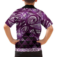 Matariki New Zealand Family Matching Puletasi and Hawaiian Shirt NZ Niho Taniwha Maori New Year Purple Galaxy LT14 - Polynesian Pride