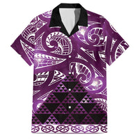 Matariki New Zealand Family Matching Puletasi and Hawaiian Shirt NZ Niho Taniwha Maori New Year Purple Galaxy LT14 Dad's Shirt - Short Sleeve Purple - Polynesian Pride