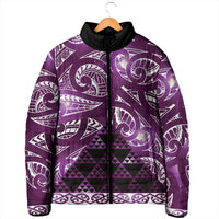 Matariki New Zealand Padded Jacket NZ Niho Taniwha Maori New Year Purple Galaxy
