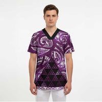 Matariki New Zealand Scrub Top NZ Niho Taniwha Maori New Year Purple Galaxy