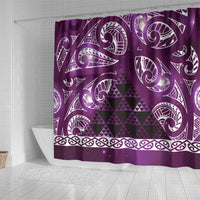 Matariki New Zealand Shower Curtain NZ Niho Taniwha Maori New Year Purple Galaxy