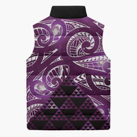 Matariki New Zealand Sleeveless Puffer Jacket NZ Niho Taniwha Maori New Year Purple Galaxy LT14 - Polynesian Pride
