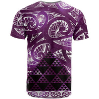 Matariki New Zealand T Shirt NZ Niho Taniwha Maori New Year Purple Galaxy