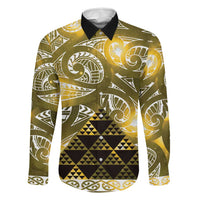 Matariki New Zealand Family Matching Long Sleeve Bodycon Dress and Hawaiian Shirt NZ Niho Taniwha Maori New Year Yellow Galaxy