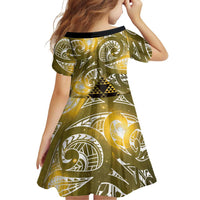 Matariki New Zealand Family Matching Short Sleeve Bodycon Dress and Hawaiian Shirt NZ Niho Taniwha Maori New Year Yellow Galaxy