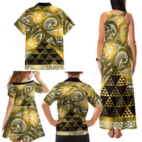 Matariki New Zealand Family Matching Tank Maxi Dress and Hawaiian Shirt NZ Niho Taniwha Maori New Year Yellow Galaxy