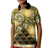 Matariki New Zealand Kid Polo Shirt NZ Niho Taniwha Maori New Year Yellow Galaxy