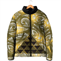 Matariki New Zealand Padded Jacket NZ Niho Taniwha Maori New Year Yellow Galaxy