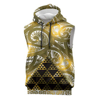 Matariki New Zealand Sleeveless Hoodie NZ Niho Taniwha Maori New Year Yellow Galaxy