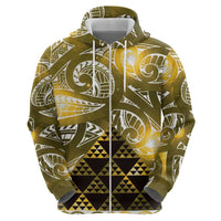 Matariki New Zealand Zip Hoodie NZ Niho Taniwha Maori New Year Yellow Galaxy