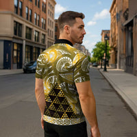Matariki New Zealand Zipper Polo Shirt NZ Niho Taniwha Maori New Year Yellow Galaxy