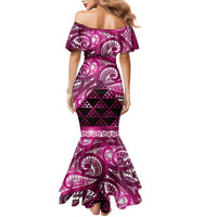 Matariki New Zealand Family Matching Mermaid Dress and Hawaiian Shirt NZ Niho Taniwha Maori New Year Pink Galaxy