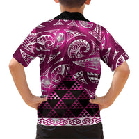 Matariki New Zealand Kid Hawaiian Shirt NZ Niho Taniwha Maori New Year Pink Galaxy