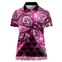 Matariki New Zealand Women Polo Shirt NZ Niho Taniwha Maori New Year Pink Galaxy