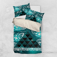 Matariki New Zealand Bedding Set NZ Niho Taniwha Maori New Year Cyan Galaxy