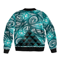 Matariki New Zealand Bomber Jacket NZ Niho Taniwha Maori New Year Cyan Galaxy