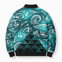 Matariki New Zealand Bomber Puffer Jacket NZ Niho Taniwha Maori New Year Cyan Galaxy