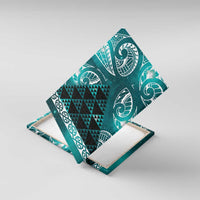 Matariki New Zealand Canvas Wall Art NZ Niho Taniwha Maori New Year Cyan Galaxy LT14 With Frame Cyan - Polynesian Pride