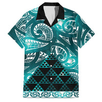 Matariki New Zealand Family Matching Long Sleeve Bodycon Dress and Hawaiian Shirt NZ Niho Taniwha Maori New Year Cyan Galaxy
