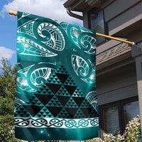 Matariki New Zealand Garden Flag NZ Niho Taniwha Maori New Year Cyan Galaxy