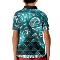 Matariki New Zealand Kid Polo Shirt NZ Niho Taniwha Maori New Year Cyan Galaxy