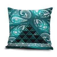 Matariki New Zealand Pillow Cover NZ Niho Taniwha Maori New Year Cyan Galaxy LT14 Cyan - Polynesian Pride