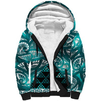 Matariki New Zealand Sherpa Hoodie NZ Niho Taniwha Maori New Year Cyan Galaxy