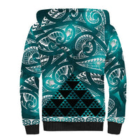Matariki New Zealand Sherpa Hoodie NZ Niho Taniwha Maori New Year Cyan Galaxy