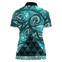 Matariki New Zealand Women Polo Shirt NZ Niho Taniwha Maori New Year Cyan Galaxy
