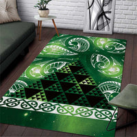 Matariki New Zealand Area Rug NZ Niho Taniwha Maori New Year Green Galaxy LT14 Green - Polynesian Pride