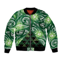 Matariki New Zealand Bomber Jacket NZ Niho Taniwha Maori New Year Green Galaxy