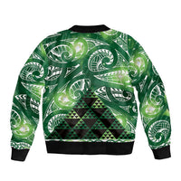 Matariki New Zealand Sleeve Zip Bomber Jacket NZ Niho Taniwha Maori New Year Green Galaxy