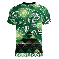 Matariki New Zealand Women V-Neck T-Shirt NZ Niho Taniwha Maori New Year Green Galaxy