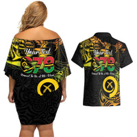 Personalised Vanuatu 678 Couples Matching Off Shoulder Short Dress and Hawaiian Shirt Proud To Be A Ni-Van LT14 - Polynesian Pride