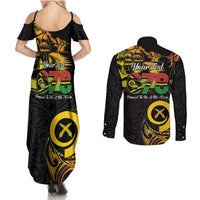 Personalised Vanuatu 678 Couples Matching Summer Maxi Dress and Long Sleeve Button Shirt Proud To Be A Ni-Van LT14 - Polynesian Pride