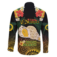 Vanuatu Triton's Trumpet Family Matching Tank Maxi Dress and Hawaiian Shirt Tropical Flowers Vanuatuan Map