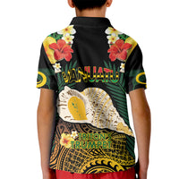 Vanuatu Triton's Trumpet Kid Polo Shirt Tropical Flowers Vanuatuan Map