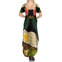 Vanuatu Triton's Trumpet Summer Maxi Dress Tropical Flowers Vanuatuan Map LT14 - Polynesian Pride