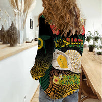 Vanuatu Triton's Trumpet Women Casual Shirt Tropical Flowers Vanuatuan Map