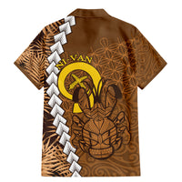 Vanuatu Coconut Crab Family Matching Mermaid Dress and Hawaiian Shirt Ni-Van Tropical Leaves With Sand Drawing Art