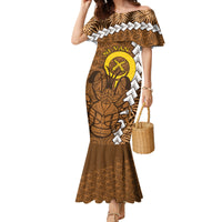 Vanuatu Coconut Crab Family Matching Mermaid Dress and Hawaiian Shirt Ni-Van Tropical Leaves With Sand Drawing Art