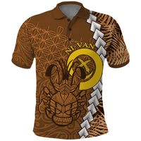 Vanuatu Coconut Crab Polo Shirt Ni-Van Tropical Leaves With Sand Drawing Art