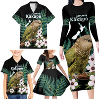 Personalised New Zealand Kakapo Family Matching Long Sleeve Bodycon Dress and Hawaiian Shirt Aotearoa Fern With Manuka LT14 - Polynesian Pride