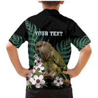 Personalised New Zealand Kakapo Family Matching Mermaid Dress and Hawaiian Shirt Aotearoa Fern With Manuka