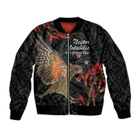 Personalised New Zealand Kea Bomber Jacket Nestor Notabilis With Harakeke Maori Pattern