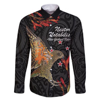 Personalised New Zealand Kea Family Matching Off Shoulder Short Dress and Hawaiian Shirt Nestor Notabilis With Harakeke Maori Pattern