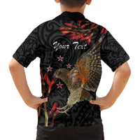 Personalised New Zealand Kea Family Matching Tank Maxi Dress and Hawaiian Shirt Nestor Notabilis With Harakeke Maori Pattern